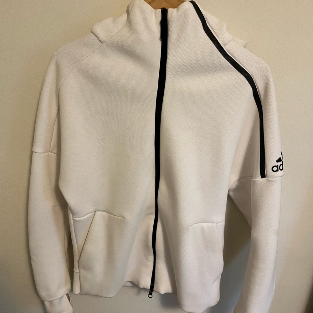 Adidas White Full Zip Sweatshirt